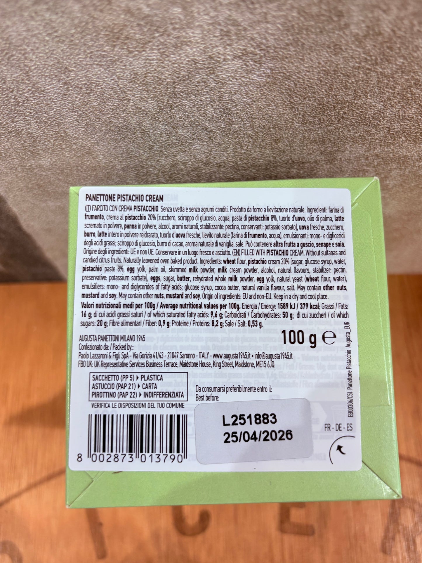 Mini Panettone pistache - 100gr - Augusta