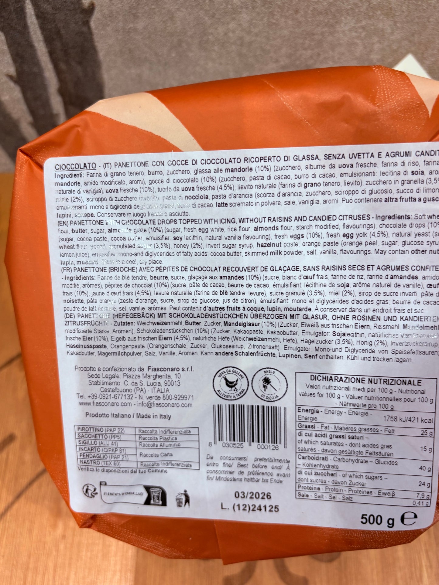 Panettone chocolat - 500gr - Fiasconaro