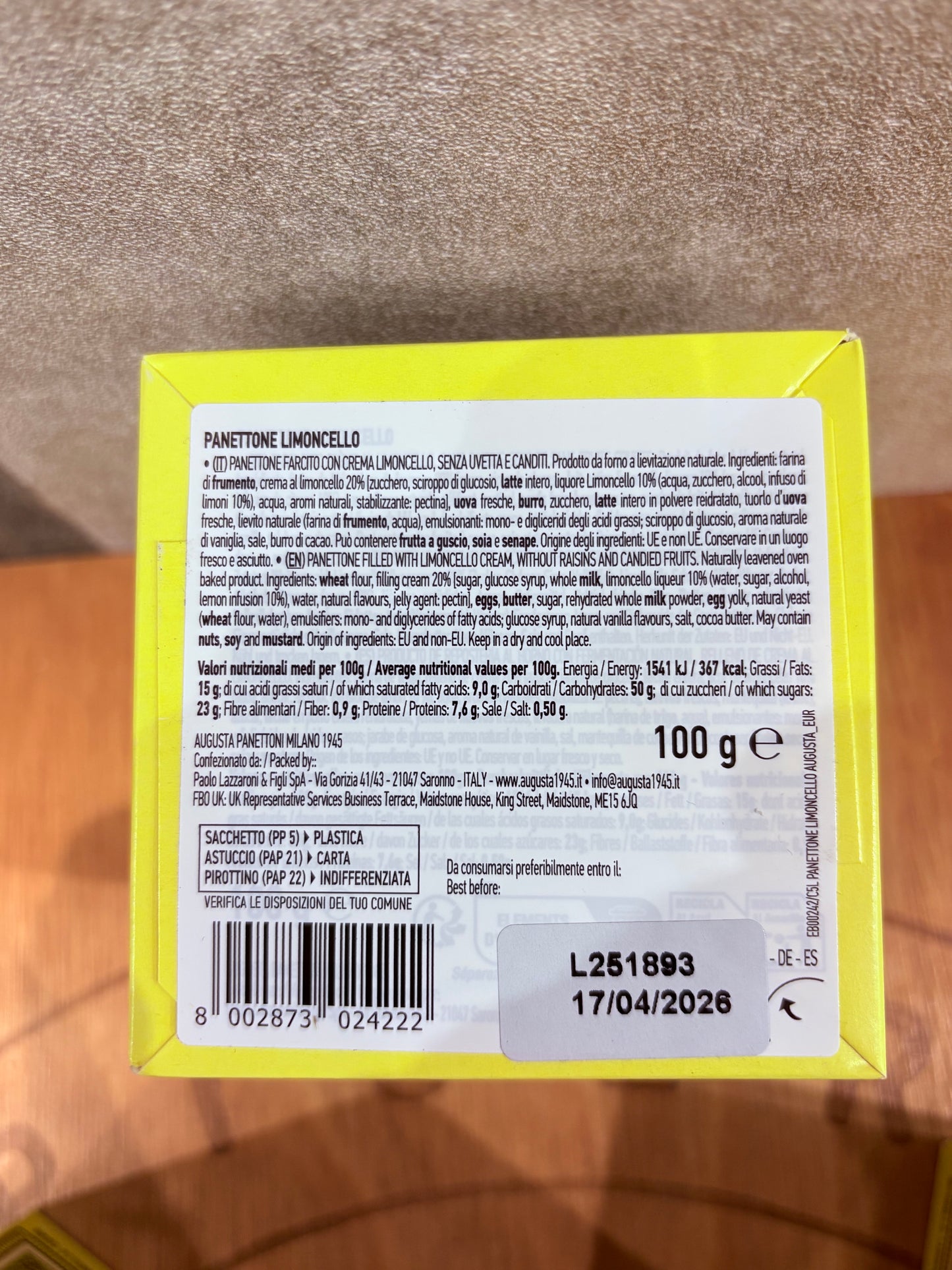 Mini Panettone limoncello - 100gr - Augusta