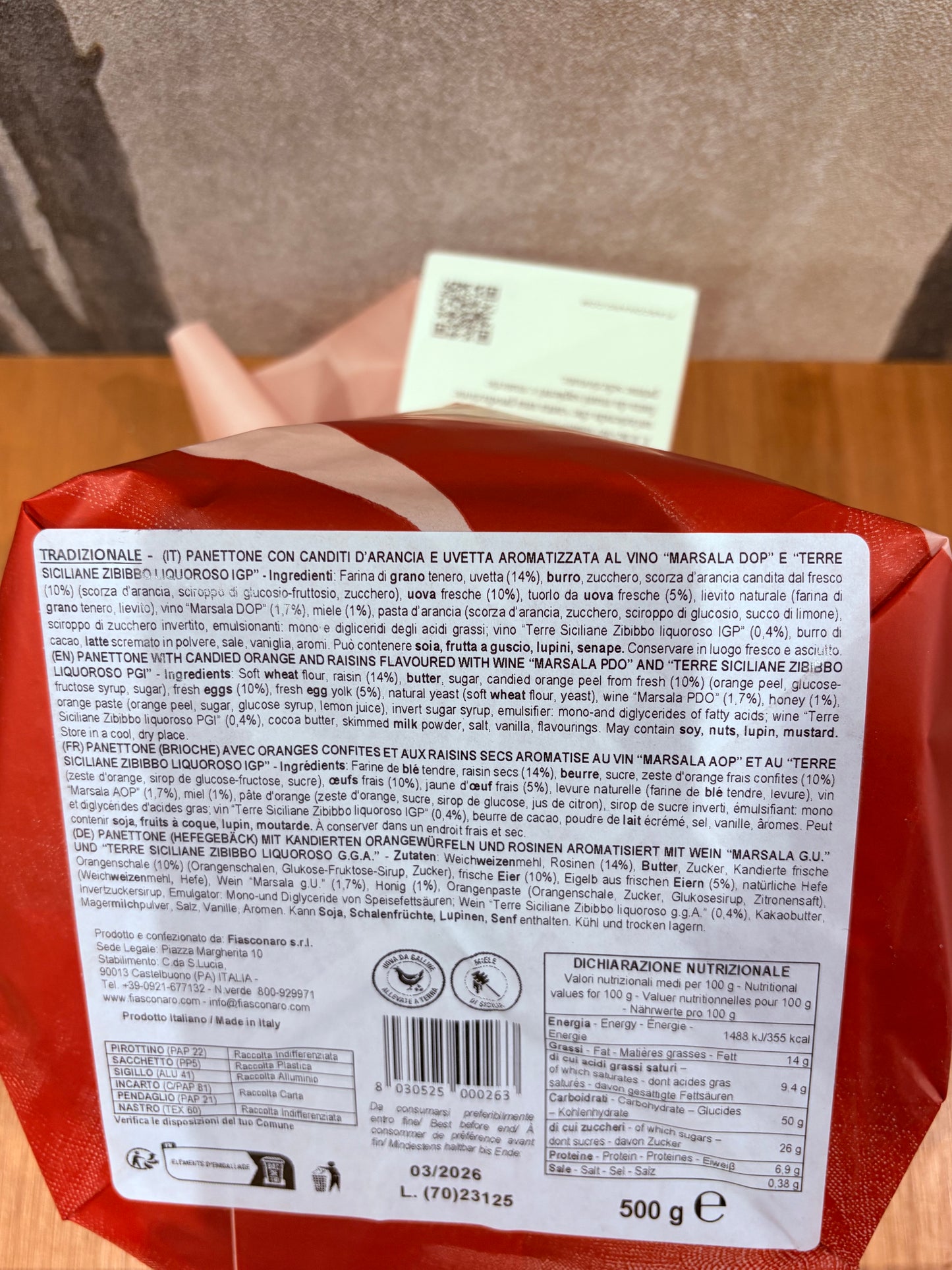 Panettone traditionnel - 500gr - Fiasconaro