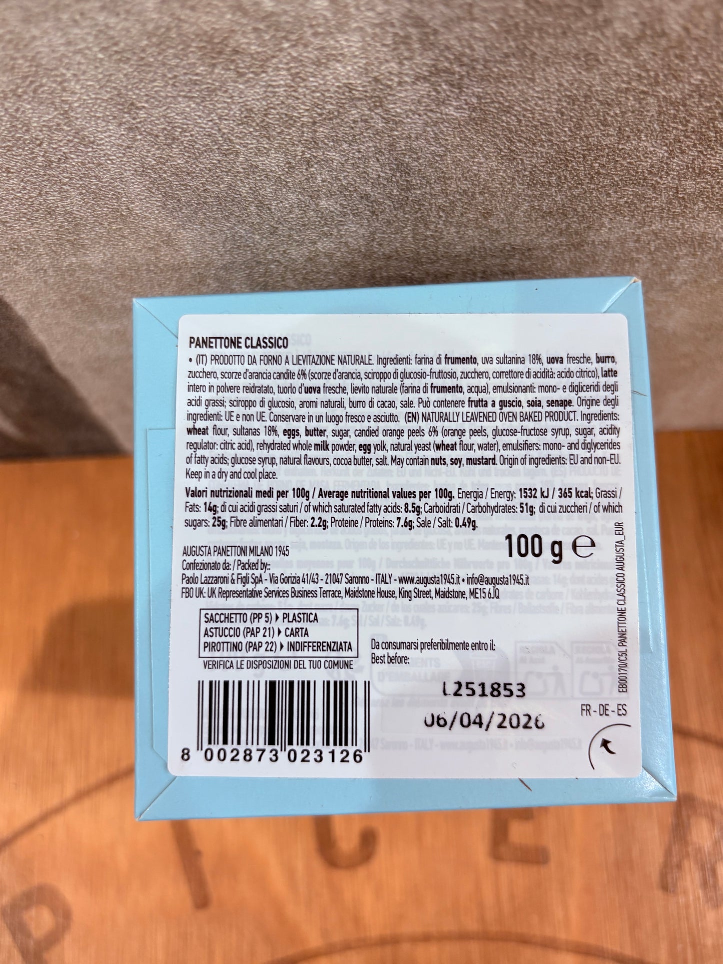 Mini Panettone traditionnel - 100gr - Augusta