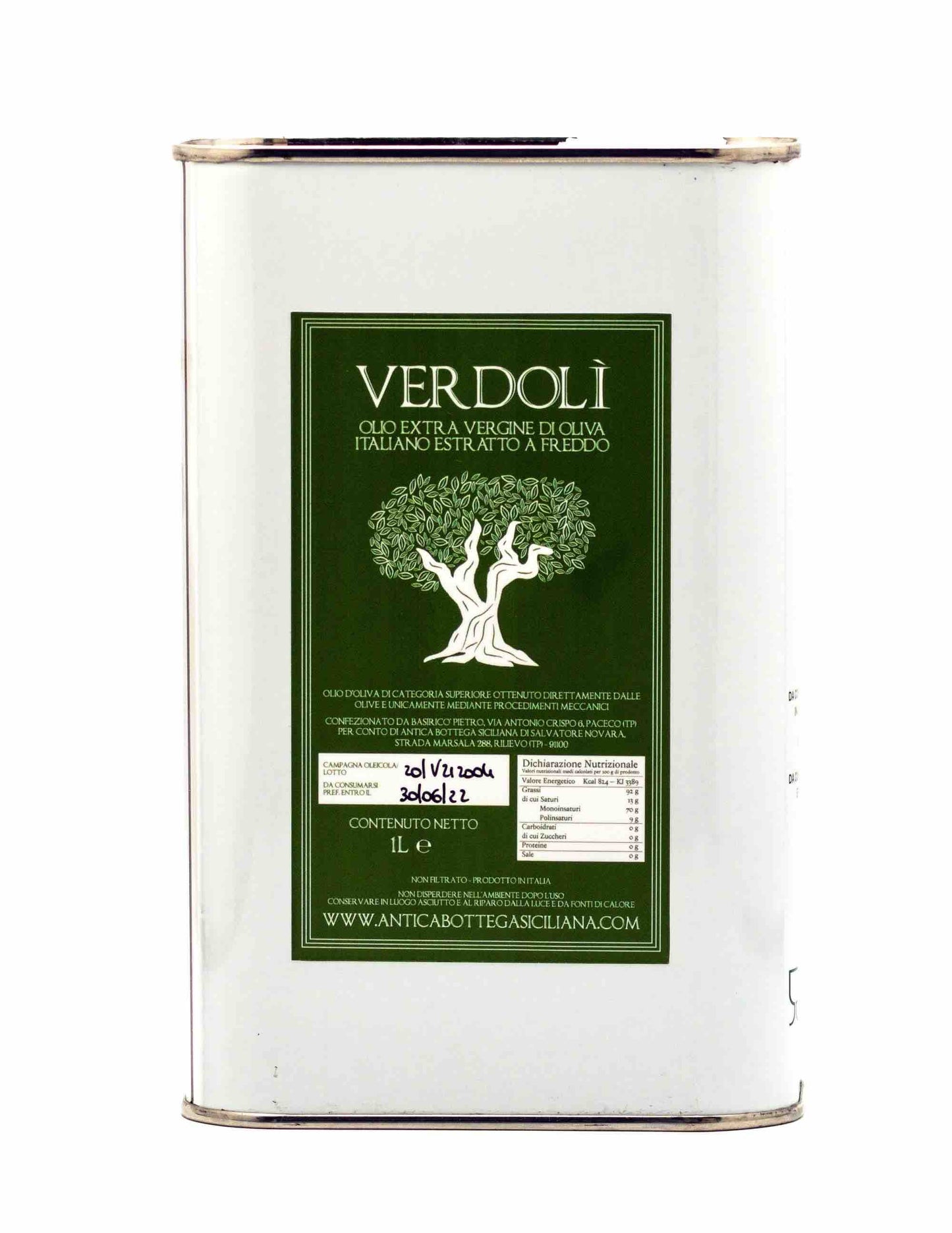 HUILE D'OLIVE EXTRA VIERGE DE SICILE - 0,5 L ou 1 litre